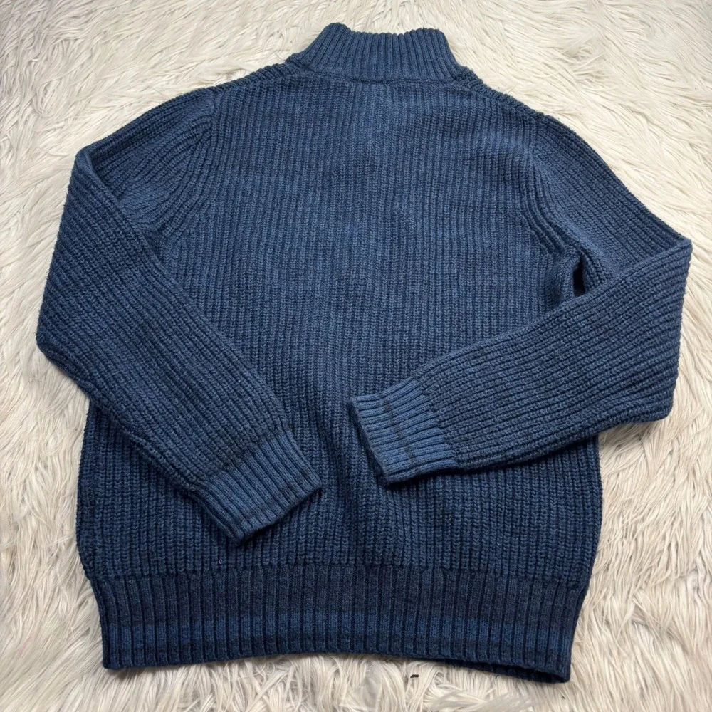 Banana Republic M Marled Blue Button Mock Neck Pullover Sweater Preppy Heritage